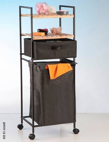 Wäschewagen schwarz Bambus B/H/T: ca. 38x105x33 cm