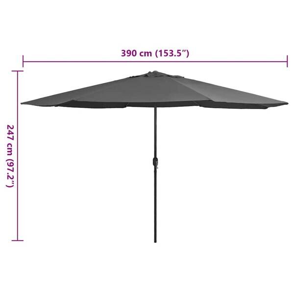 vidaXL Sonnenschirm anthrazit Metall B/H/L: ca. 390x247x390 cm