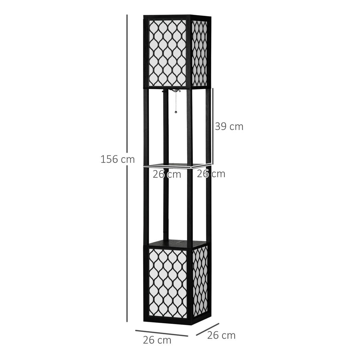 HOMCOM Stehlampe B31-321V90 schwarz Baumwolle MDF B/H/T: ca. 26x156x26 cm