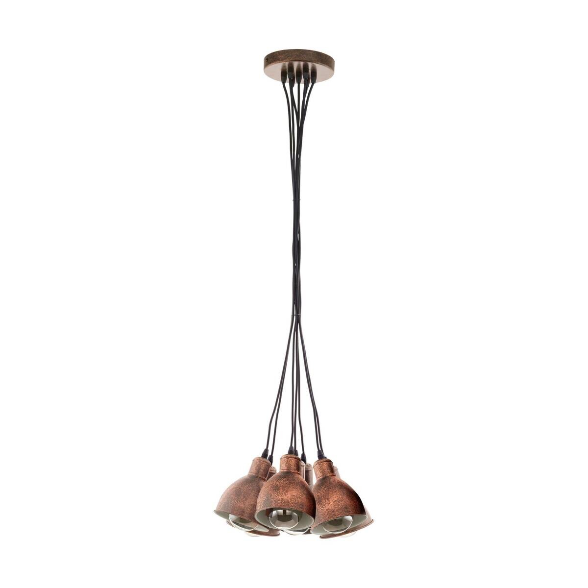 Eglo Pendelleuchte Priddy Kupfer Metall B/H/L: ca. 38,5x110x38,5 cm E27 7 Brennstellen