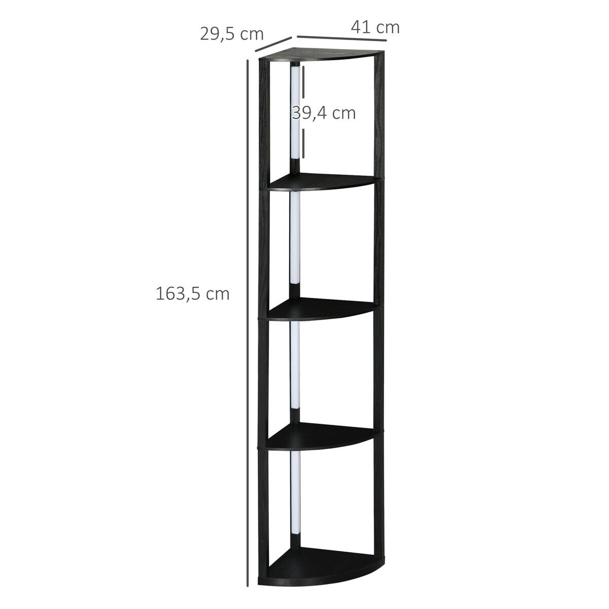 HOMCOM Stehleuchte schwarz MDF B/H/L: ca. 29,5x163,5x41 cm