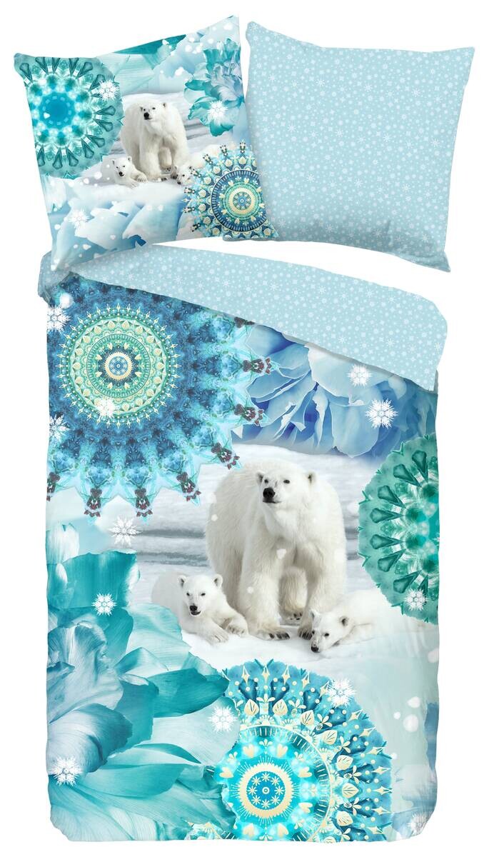 Baumwoll Bettwäsche Seppo Flanell blau Baumwolle B/L: ca. 135x200 cm