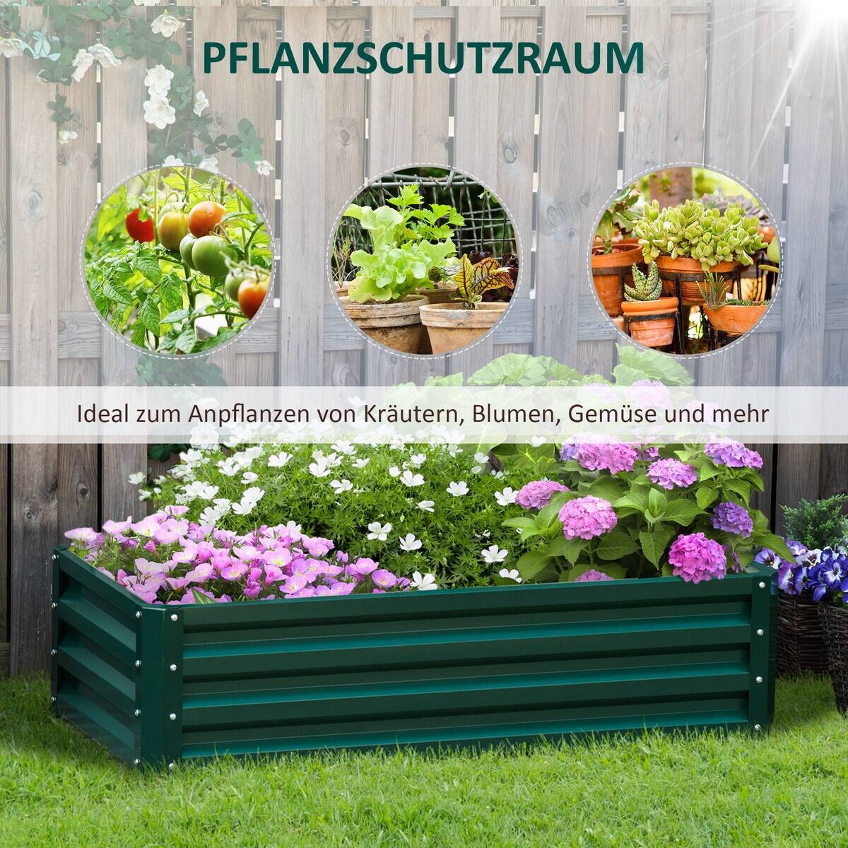 Outsunny Hochbeet grün Edelstahl B/H/L: ca. 60x120x30,5 cm