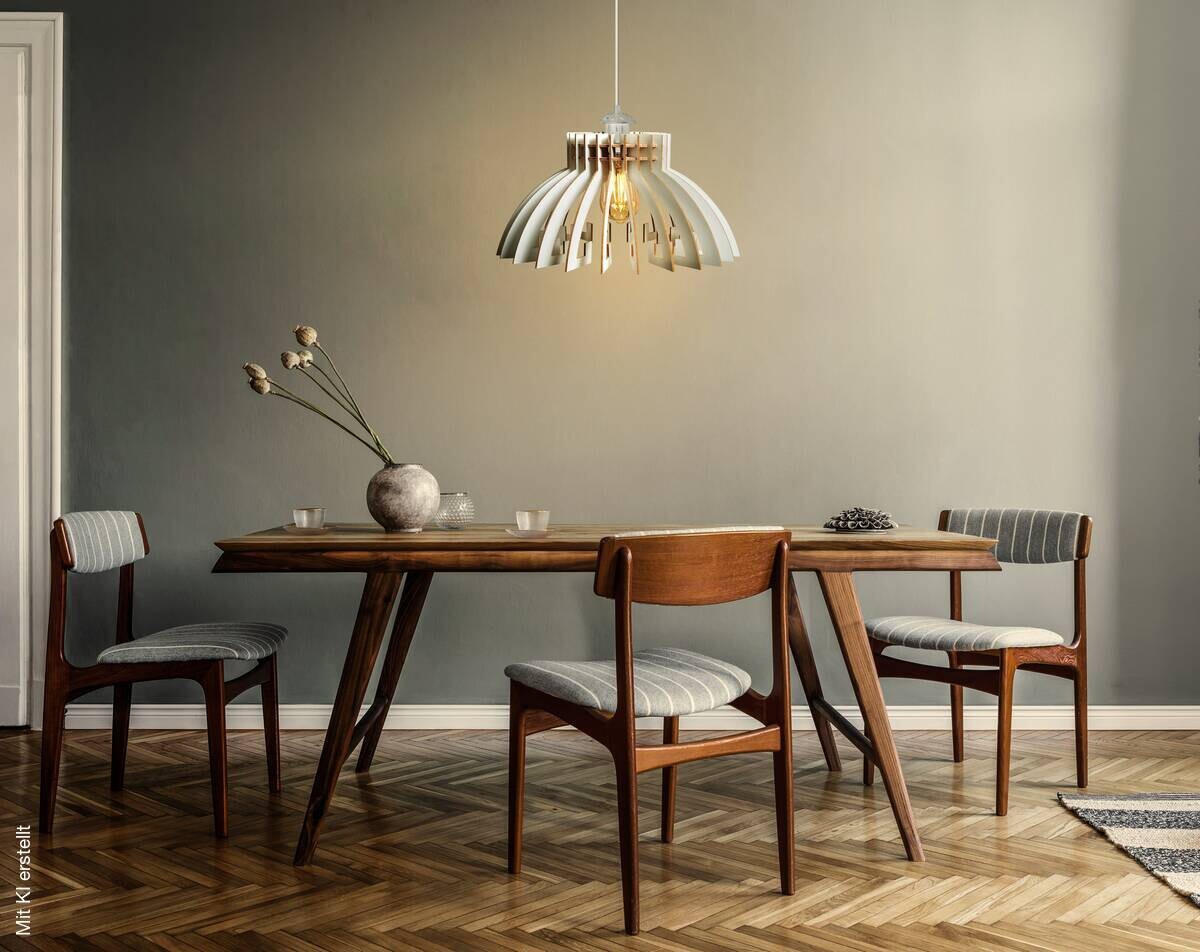 Opviq Pendelleuchte weiß MDF B/H/T/L/D: ca. 39x55x39x39x39 cm E27 1 Brennstellen