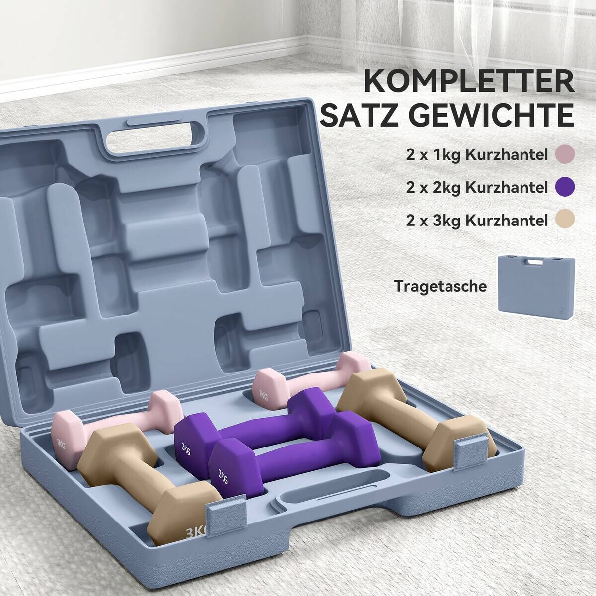 SPORTNOW Hantelset rosa Kunstleder B/H/L: ca. 30x8x41 cm