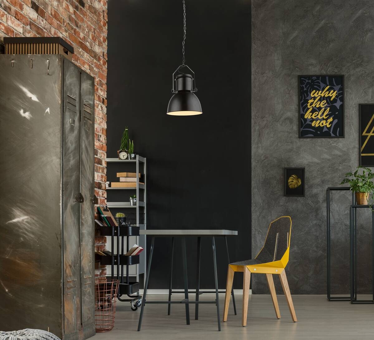 GLOBO Pendelleuchte schwarz Metall H/D: ca. 120x26,5 cm E27 1 Brennstellen