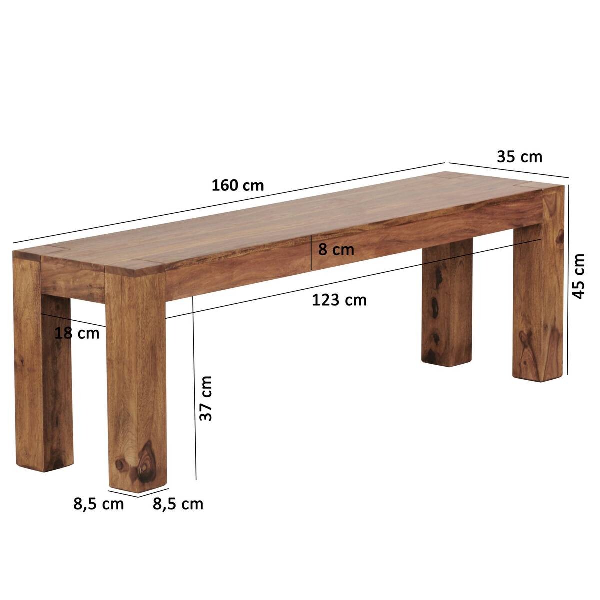 Wohnling Sitzbank natur Echtholz B/H/T: ca. 160x45x35 cm