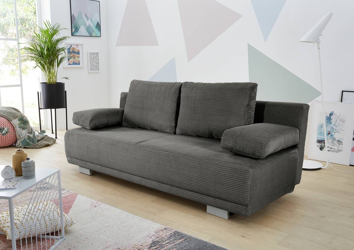 Schlafsofa grau Microfaser B/H/T: ca. 196x78x82 cm