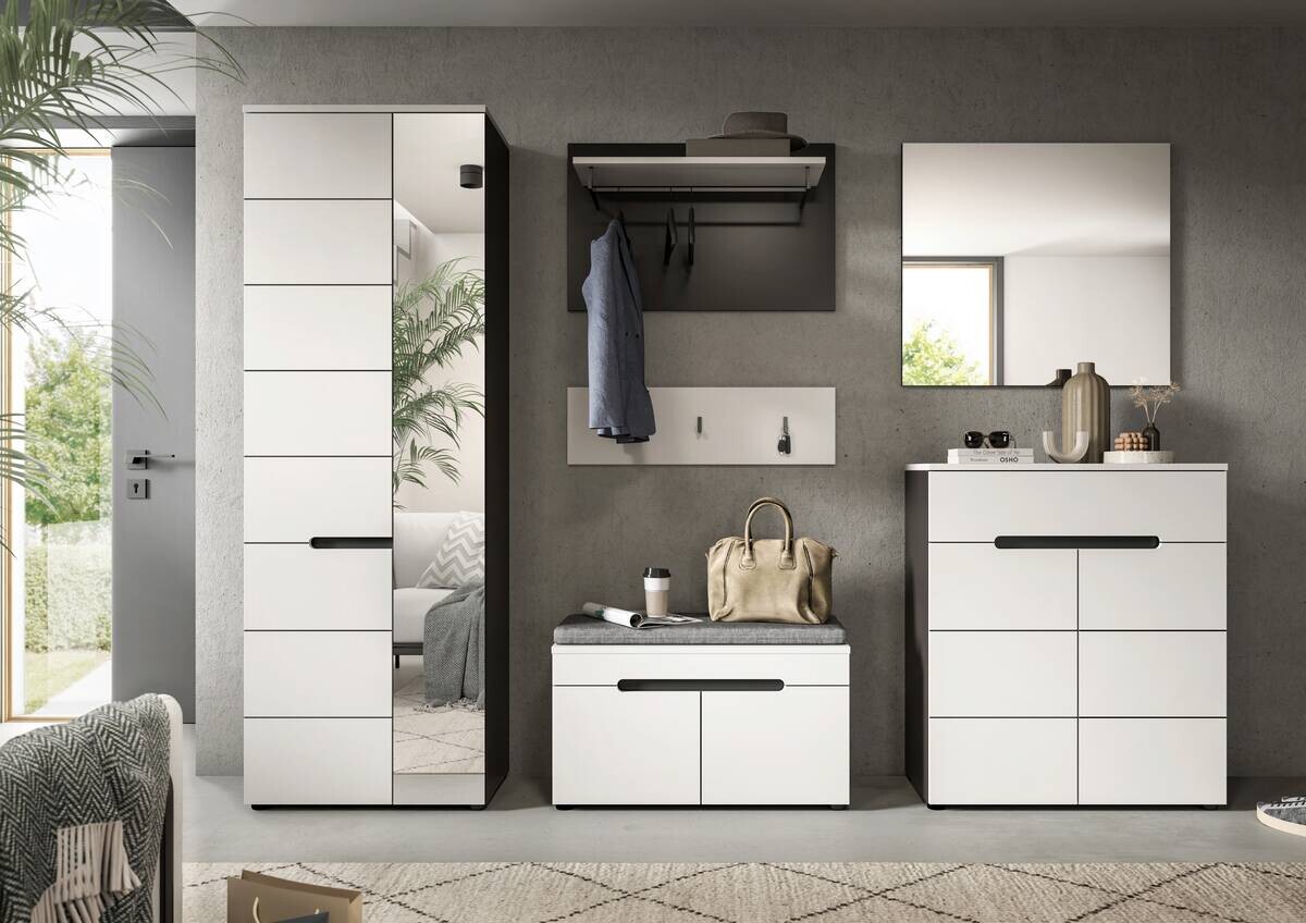 Garderobe Canu basaltgrau Nachbildung weiß B/H/T: ca. 255x190x37 cm