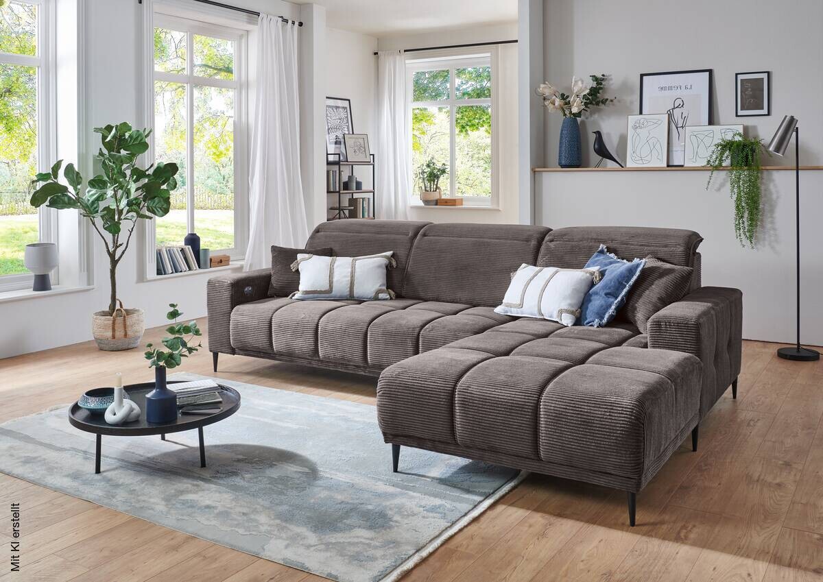 Ecksofa mit elektrischer Sitztiefenverstellung braun Polyester B/H/T: ca. 286x195x94 cm