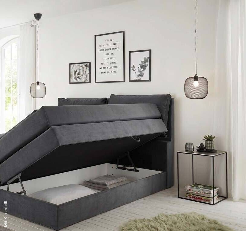 Boxspringbett Lissy graubraun Liegefläche B/L: ca. 180x200 cm