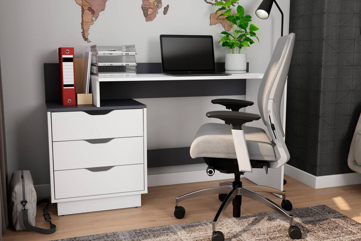 Schreibtisch BELFAST weiß anthrazit B/H/T: ca. 138x83,5x51,5 cm