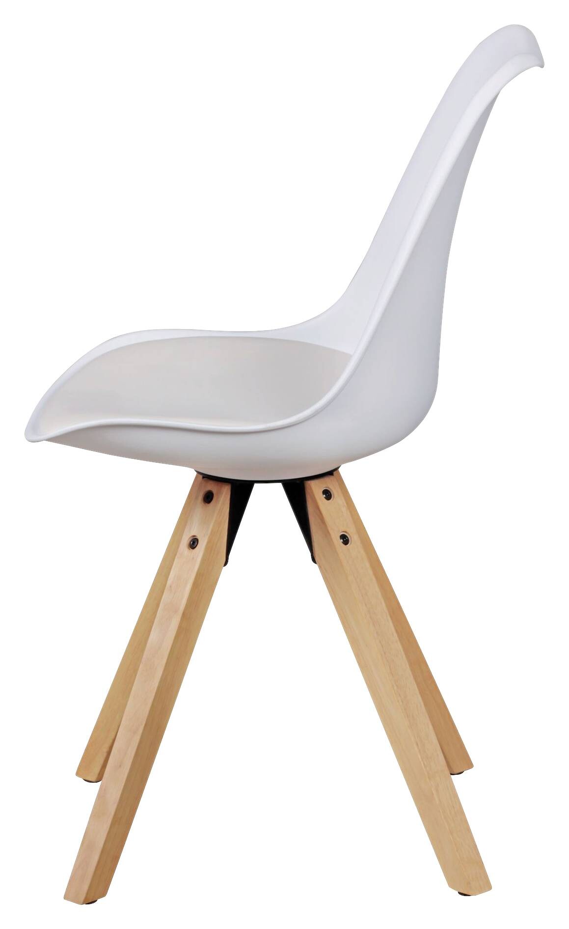 Stuhl 2er-Set weiß natur Kunststoff Echtholz Kunstleder B/H/T: ca. 52x87x49 cm