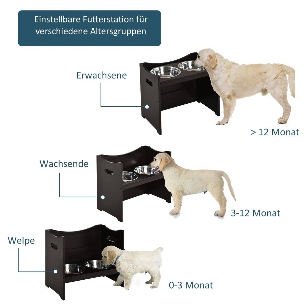 PawHut Futterstation dunkelbraun MDF B/H/T: ca. 54x47x32 cm