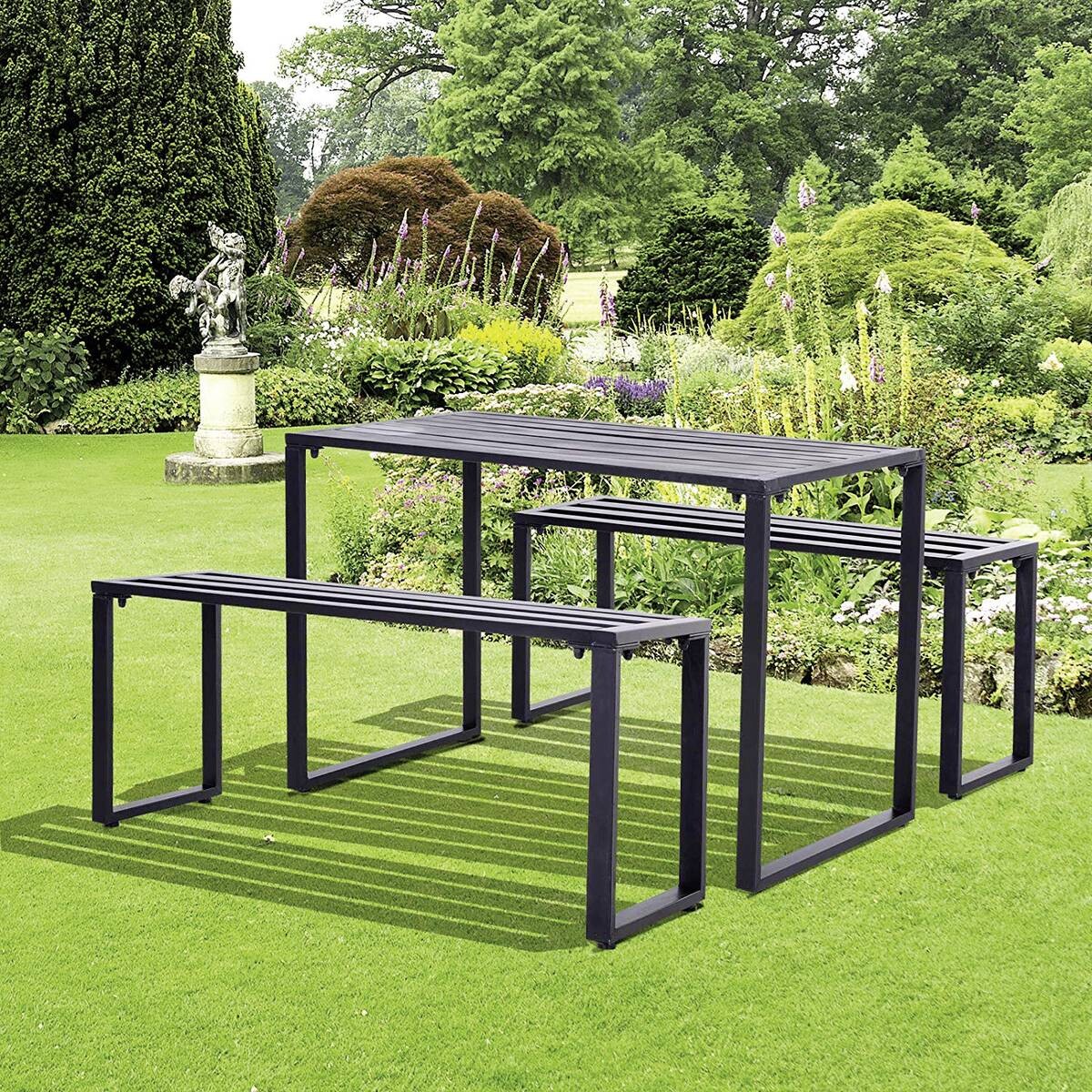 Outsunny Gartengarnitur schwarz Metall