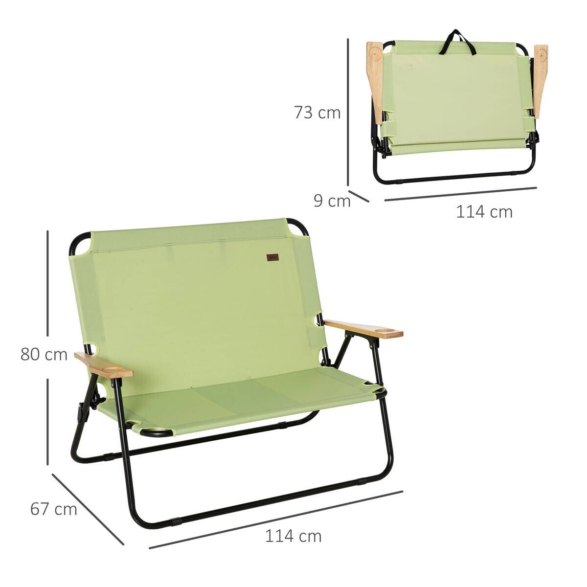 Outsunny Campingstuhl grün Stoff B/H/L: ca. 67x80x141 cm