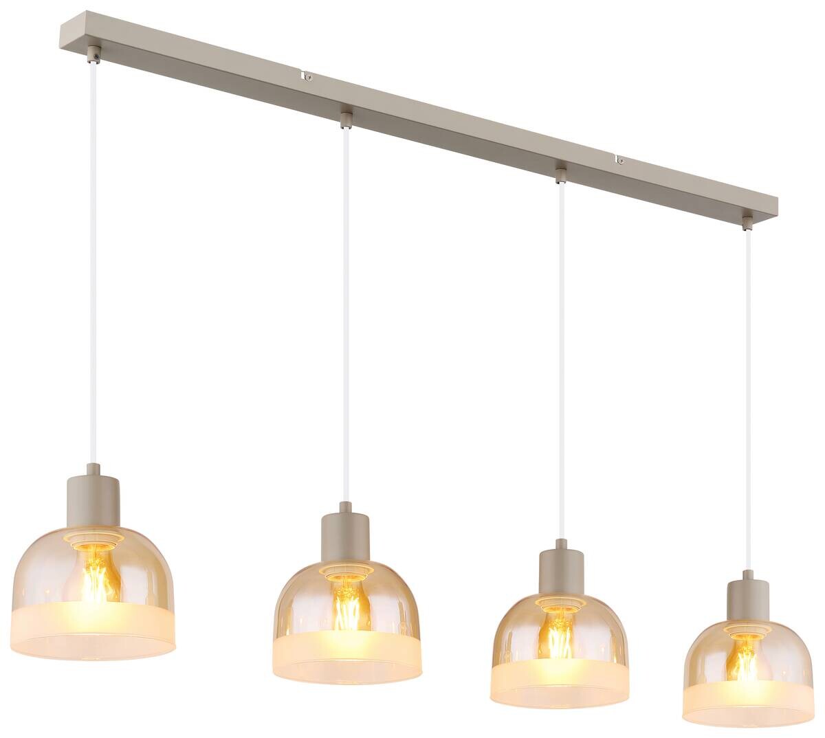 GLOBO Pendelleuchte sand amber Glas Metall B/H/L: ca. 15x120x105 cm E27 4 Brennstellen