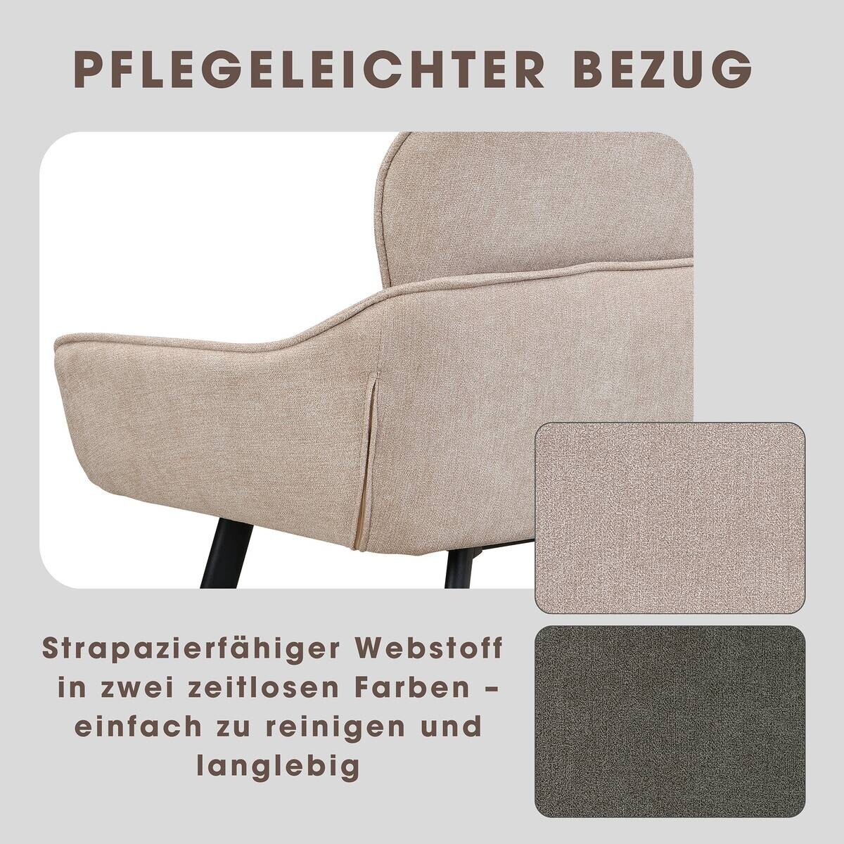 Sitzbank RICO schwarz taupe Metall Stoff B/H/T: ca. 160x90x62 cm