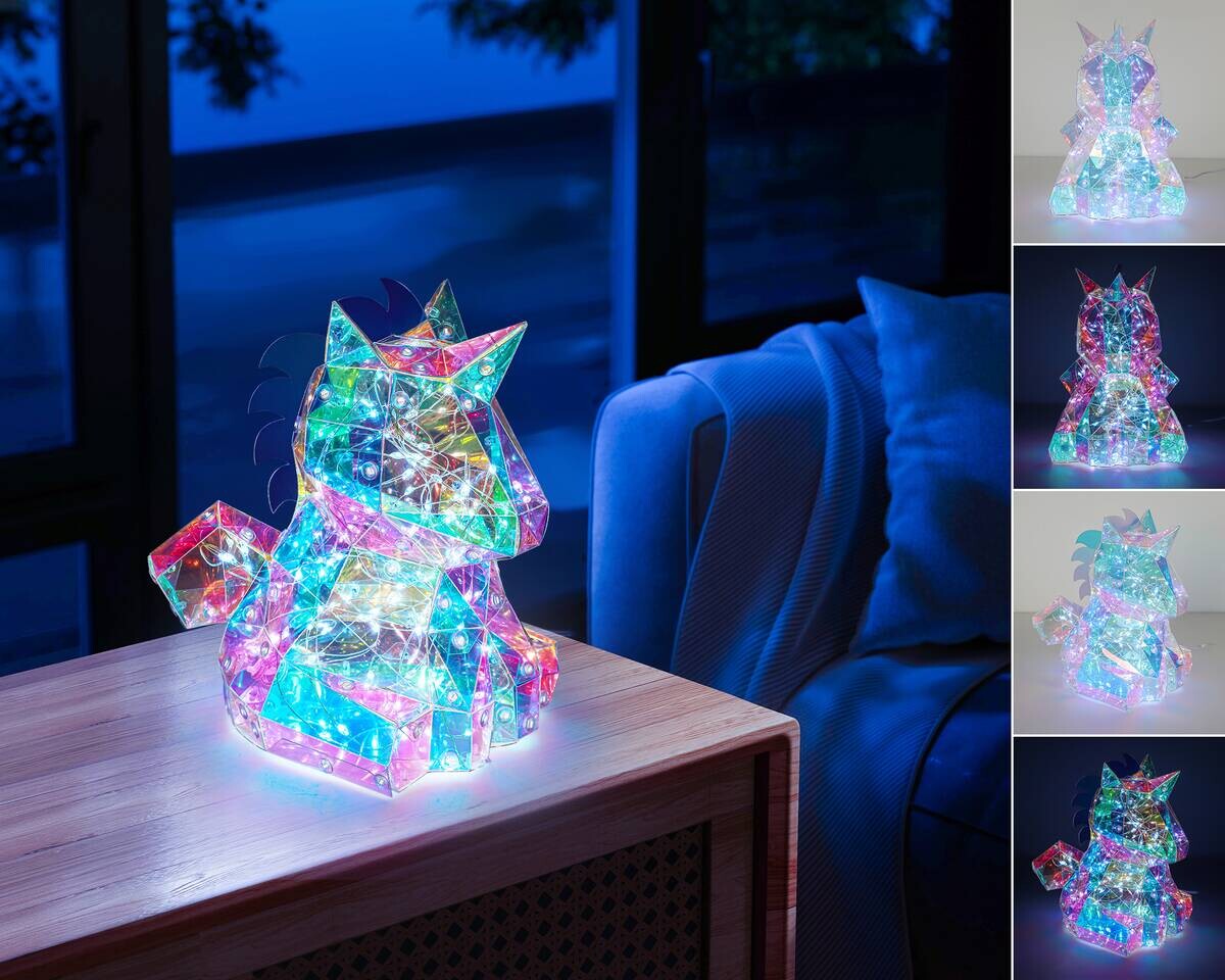 Nolo LED-Dekoleuchte Drache transparent pearl B/H/L: ca. 18,5x14x12 cm