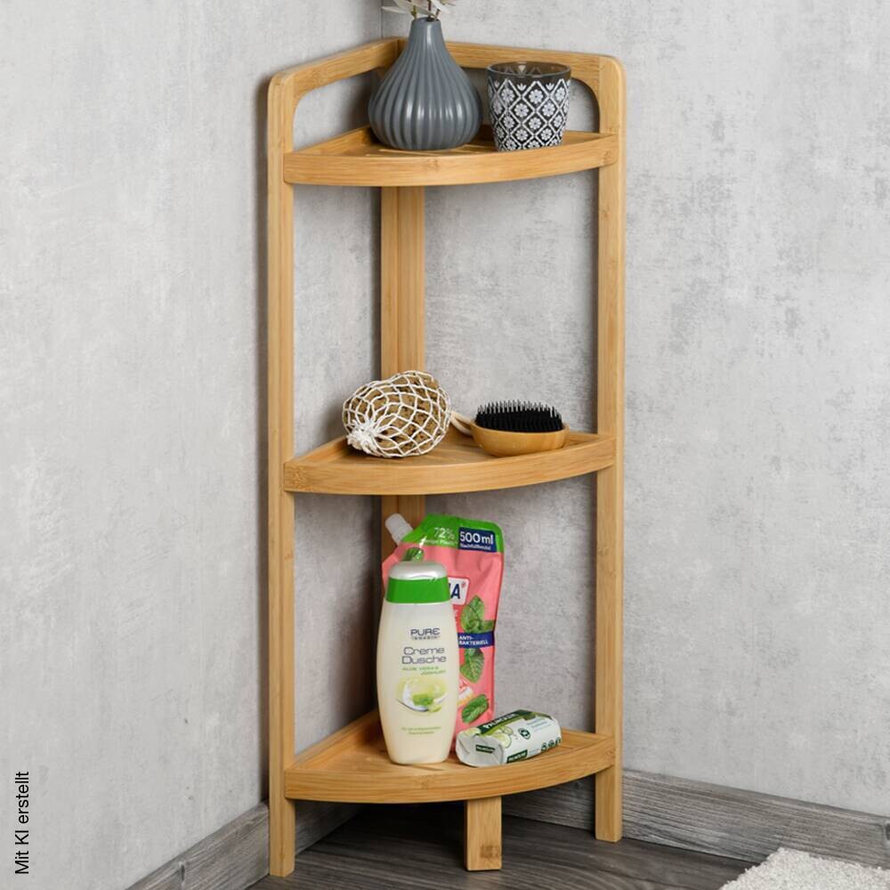 Eckregal natur Bambus B/H/L: ca. 23x70x23 cm