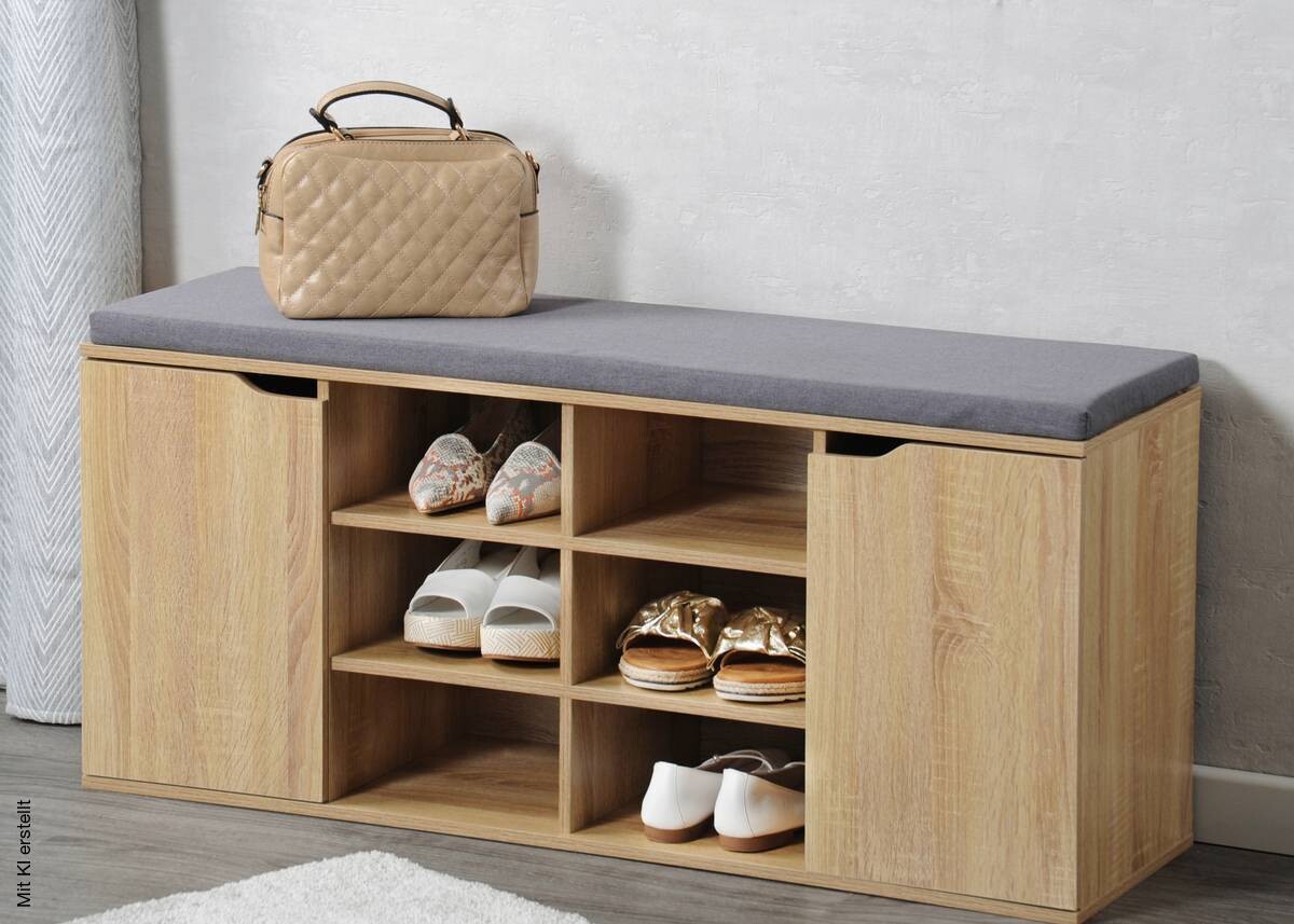 Kesper Schuhschrank mit Sitzkissen Eiche Spanplatte B/H/T: ca. 103x48x30,5 cm