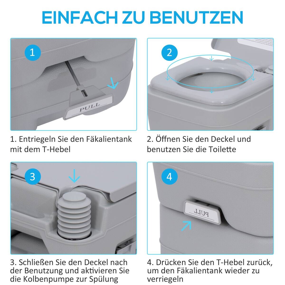 Outsunny Campingtoilette B/H/L: ca. 41x42,5x35,5 cm