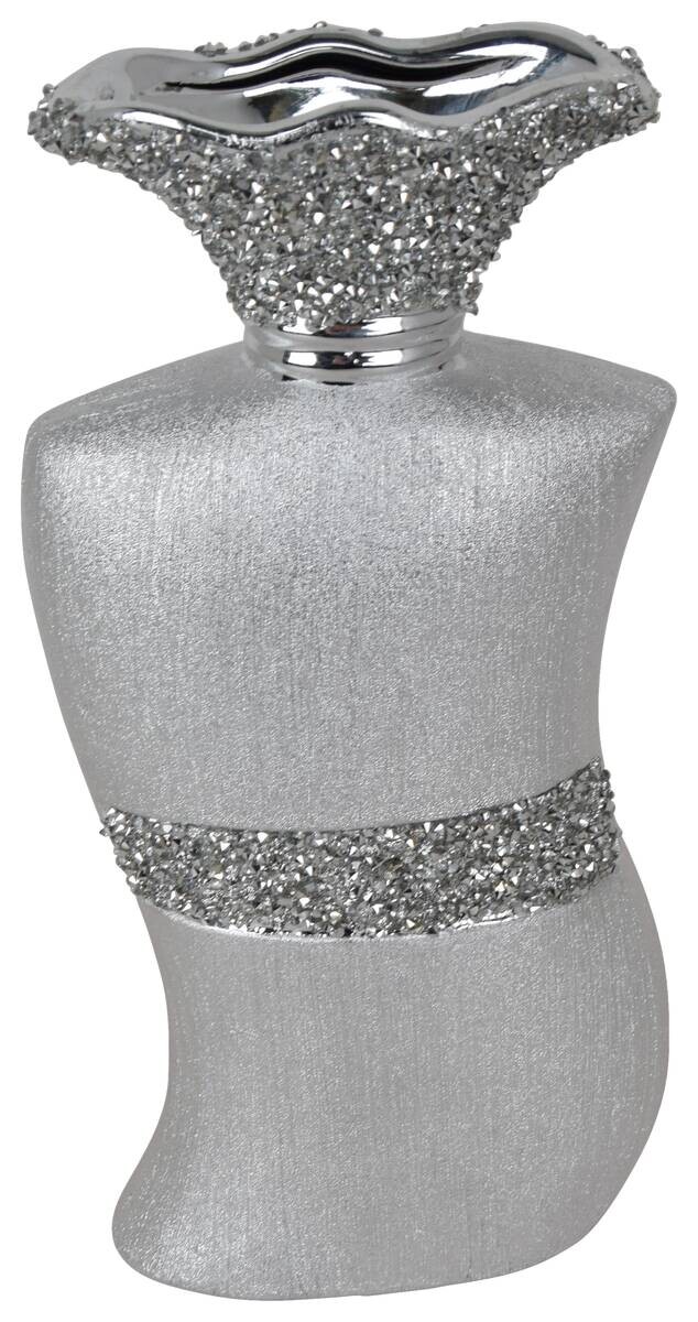 Vase silber Keramik B/H/T: ca. 17x28x7 cm