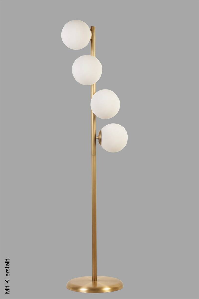Opviq Stehlampe weiß Glas Metall B/H/L: ca. 30x137x30 cm E27 4 Brennstellen