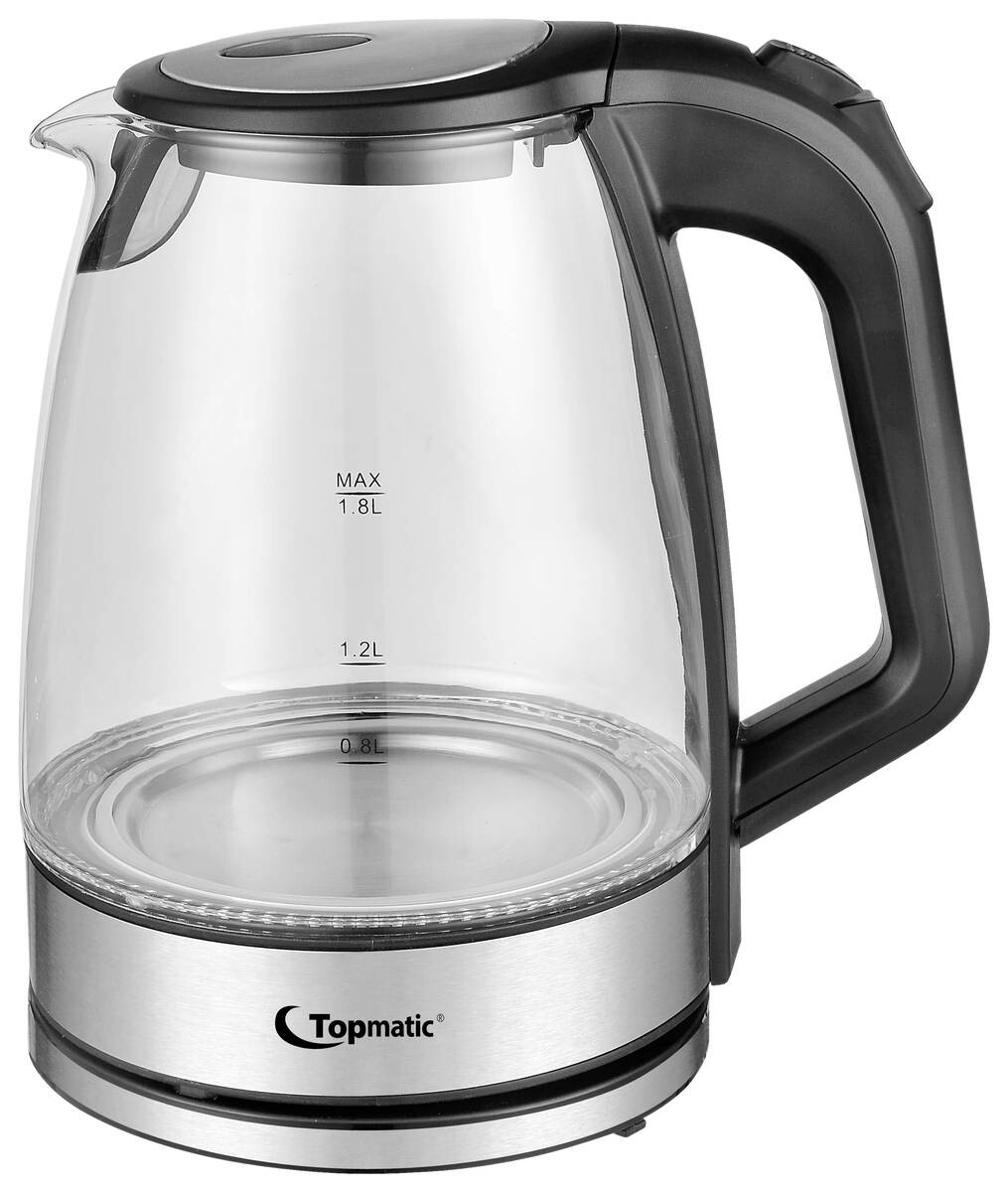 Topmatic Glas-Wasserkocher GWK-2200.9C schwarz Kunststoff ca. 1,8 l