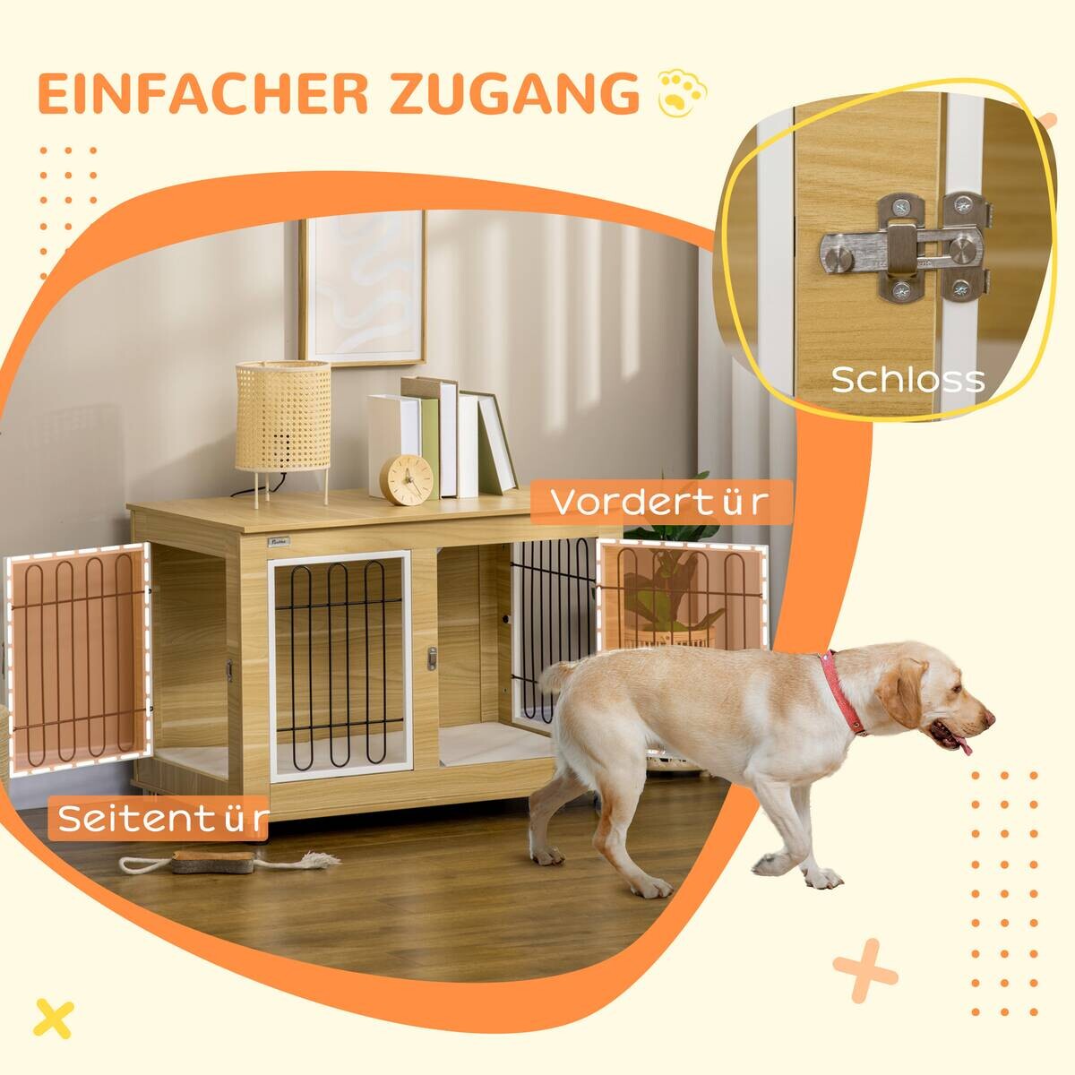 PawHut Hunde-Zubehör Eiche Polypropylen B/H/L: ca. 58x90x65 cm