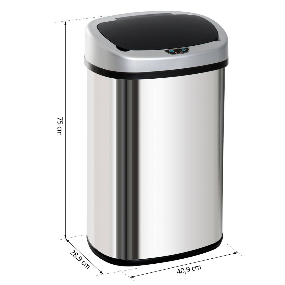 HOMCOM Abfalleimer silber B/H/L: ca. 28,9x68x40,9 cm