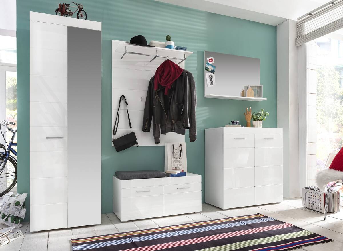 Garderobenschrank Amanda weiß Hochglanz B/H/T: ca. 62x195x38 cm