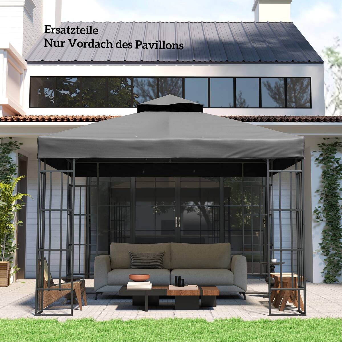 Outsunny Pavillon Ersatzdach dunkelgrau Metall B/H/L: ca. 300x1x300 cm