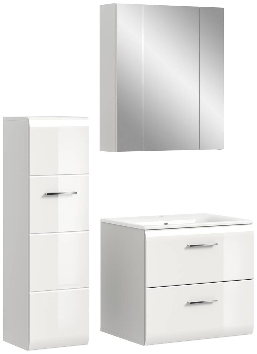 Badezimmer-Set Ice weiß weiß Hochglanz B/H/T: ca. 105x185x46 cm