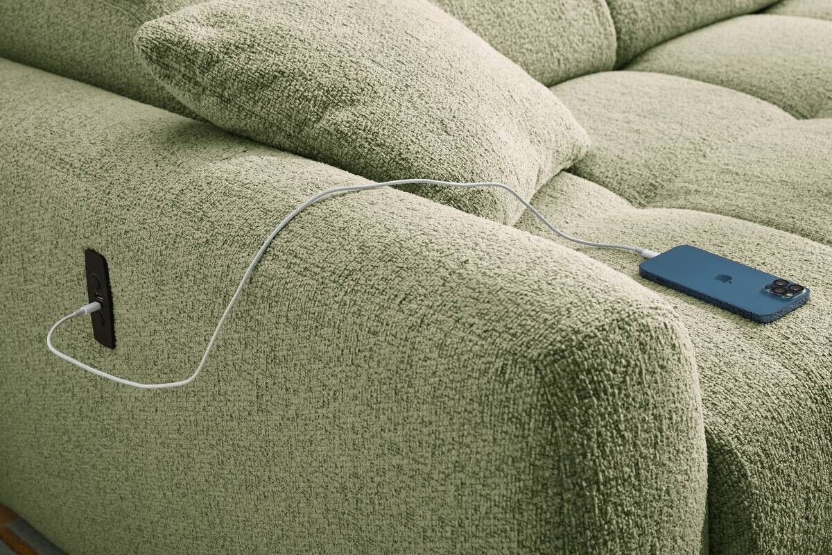 Ecksofa mit elektrischer XXL Sitztiefenverstellung hellgrün Flachgewebe B/H/T: ca. 270x109x175 cm