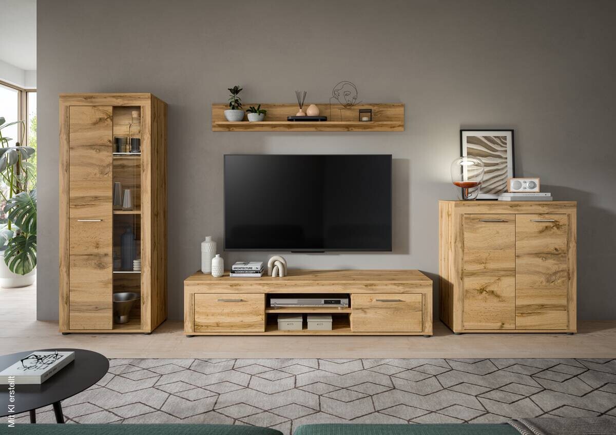 Wohnwand Jam Eiche Wotan Nachbildung B/H/T: ca. 330x159x35 cm