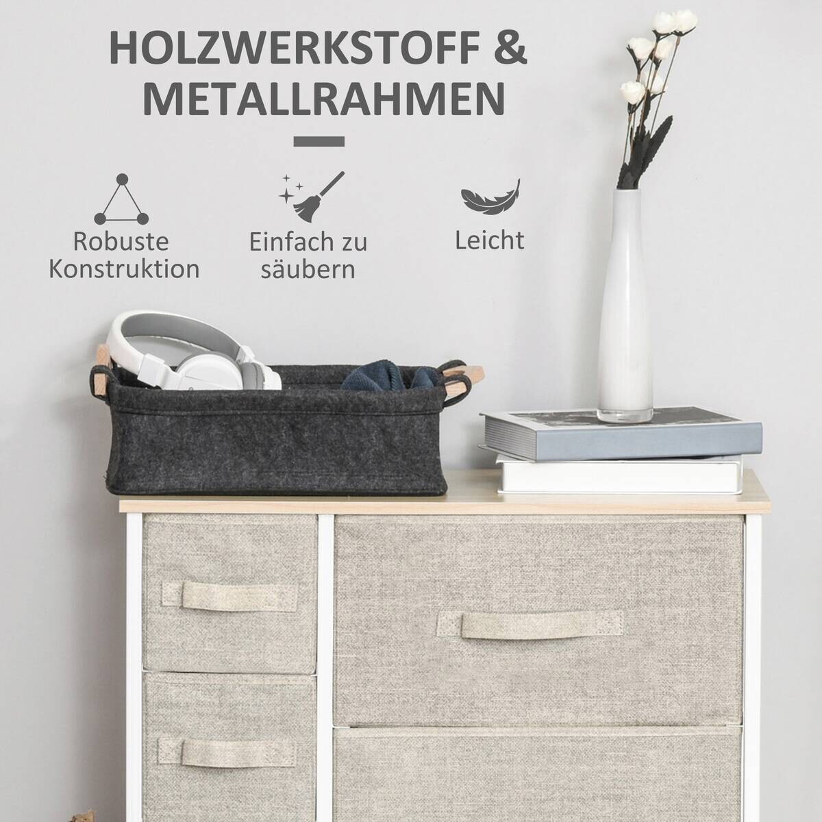 HOMCOM Aufbewahrungsregal hellgrau Polypropylen B/H/L: ca. 30x63,5x71 cm