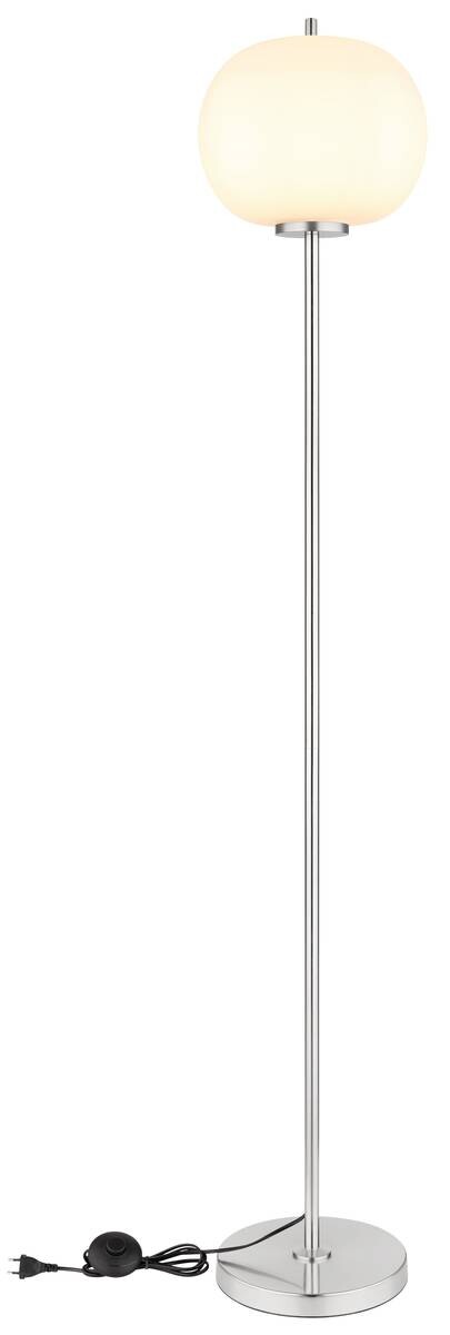 GLOBO Stehlampe nickel matt Glas Metall H/D: ca. 160x30 cm 1 Brennstellen