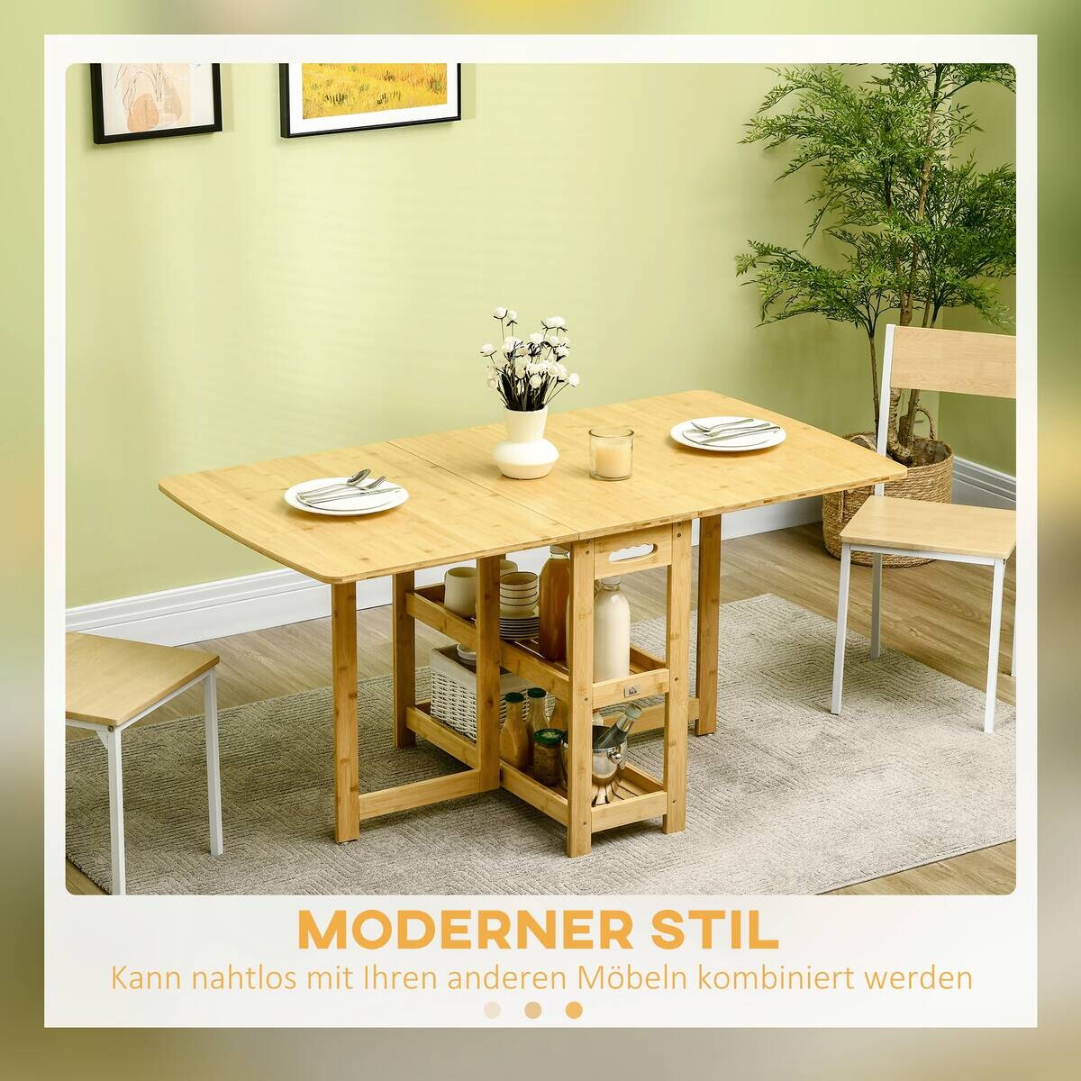 HOMCOM Klapptisch natur Bambus B/H/L: ca. 80x149,5x73,5 cm