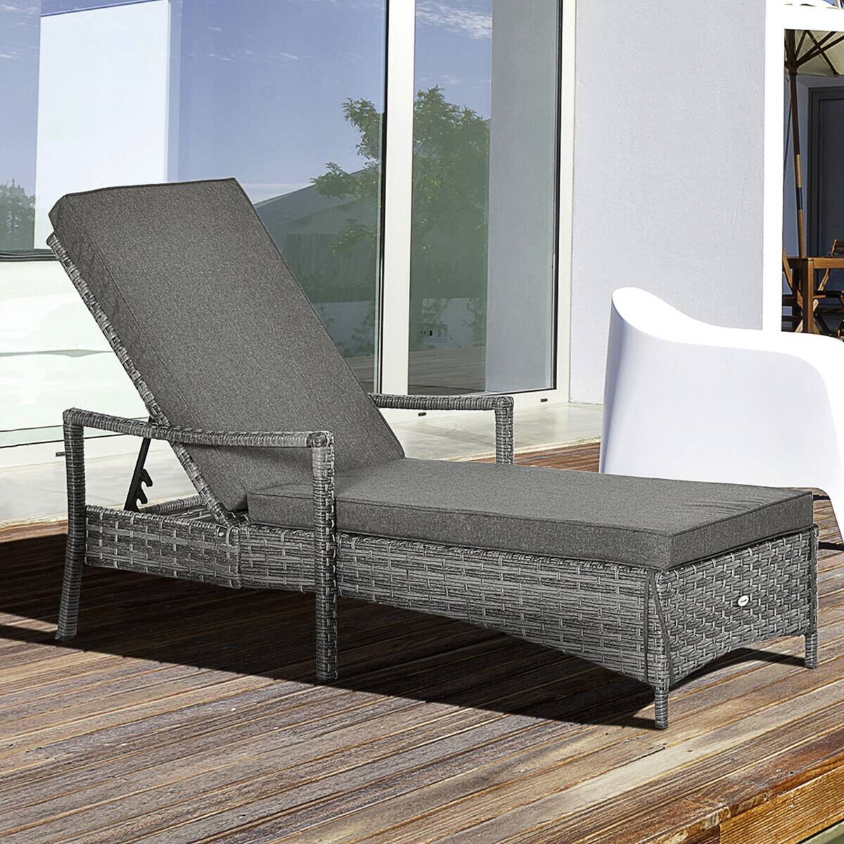Outsunny Gartenliege grau Polypropylen B/H/L: ca. 62,5x192x52,5 cm