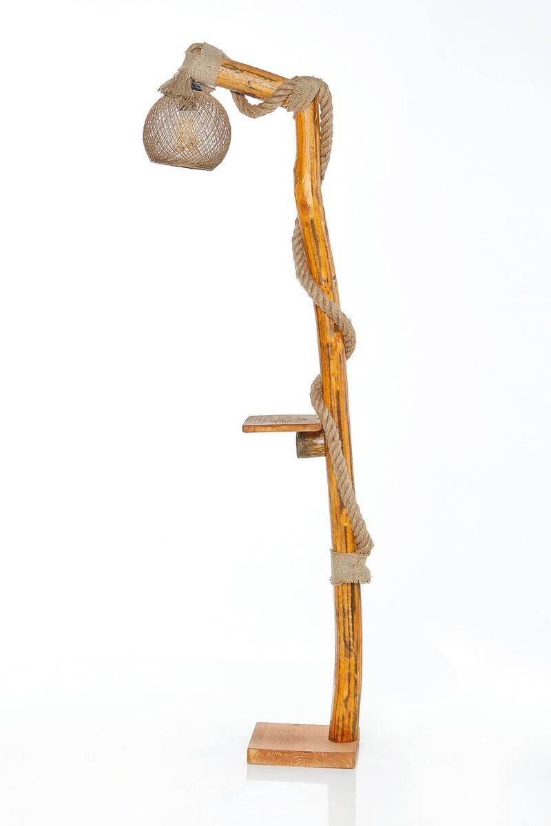 Opviq Stehleuchte natur Holz B/H/T/L/D: ca. 24x140x24x24x24 cm E27 1 Brennstellen