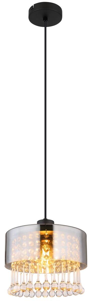 GLOBO Pendelleuchte schwarz klar Acryl Metall H/D: ca. 120x25 cm E27 1 Brennstellen