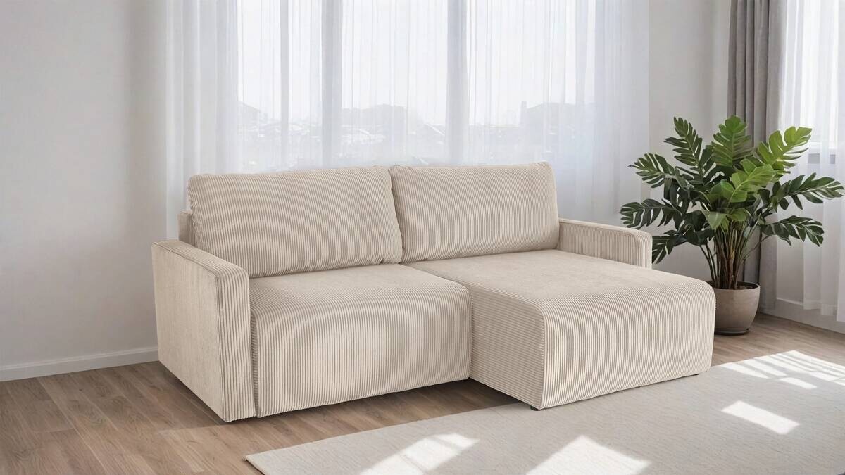 Ecksofa mit Bettfunktion und Bettkasten pearl Microfaser B/H/T: ca. 227x92x146 cm