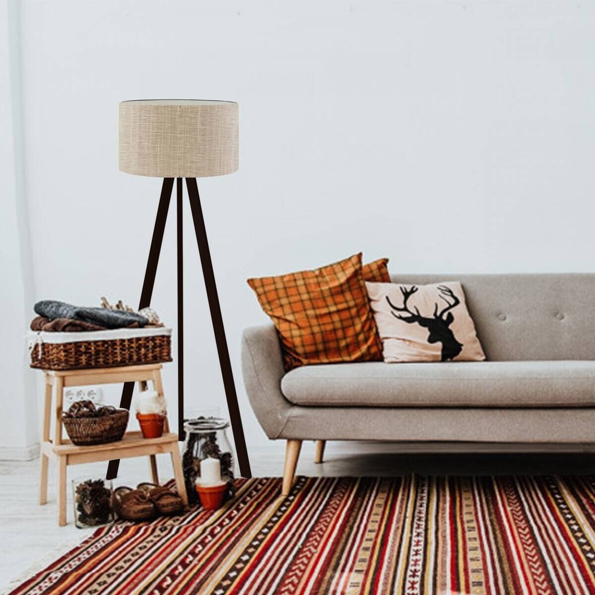 Opviq Stehleuchte PVC MDF B/H/T/L/D: ca. 38x140x38x38x38 cm E27 1 Brennstellen