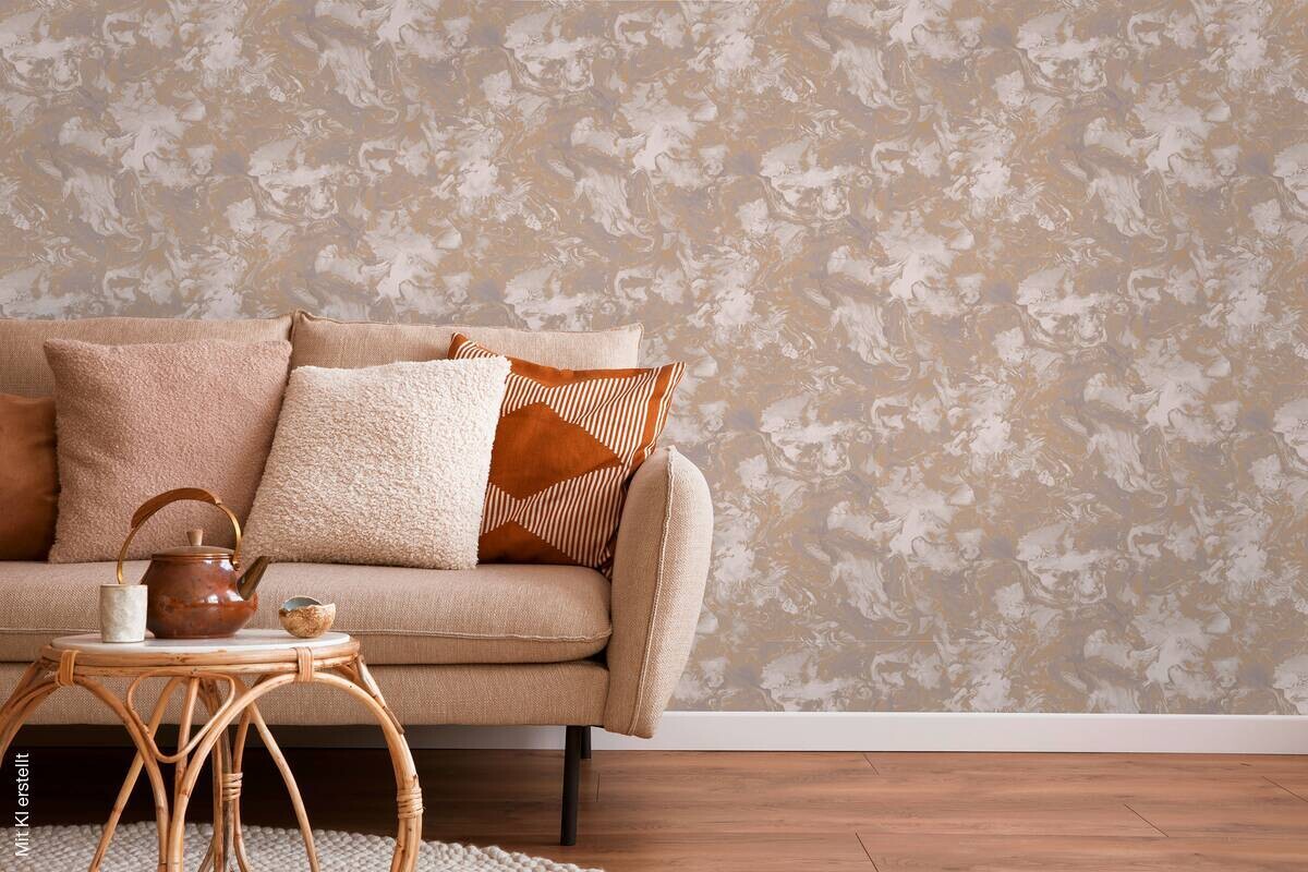 UGEPA Papiertapete Marmoroptik beige gold B/L: ca. 53x1005 cm