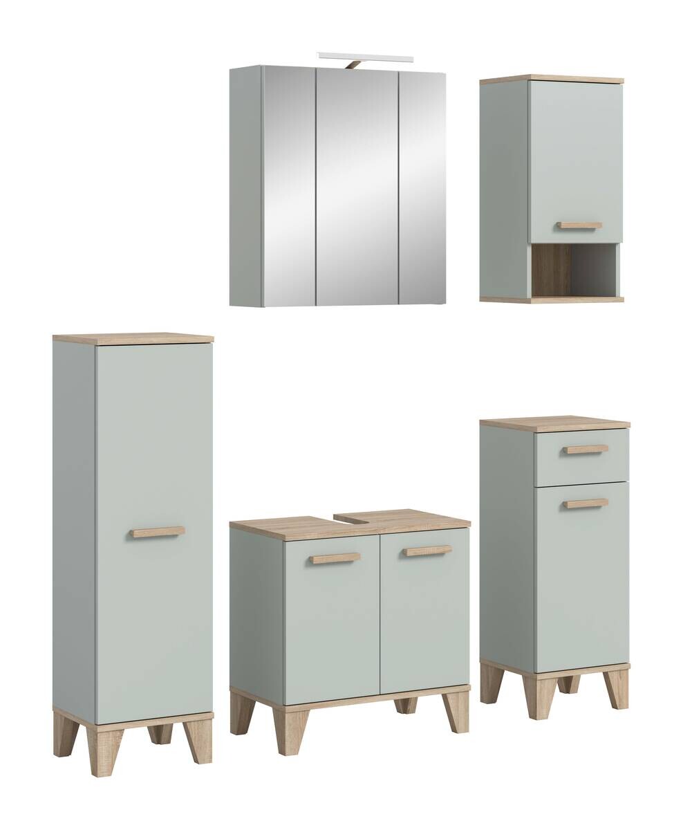 Badezimmer-Set STAR hellgrün Eiche hell Nachbildung B/H/T: ca. 158x190x34 cm