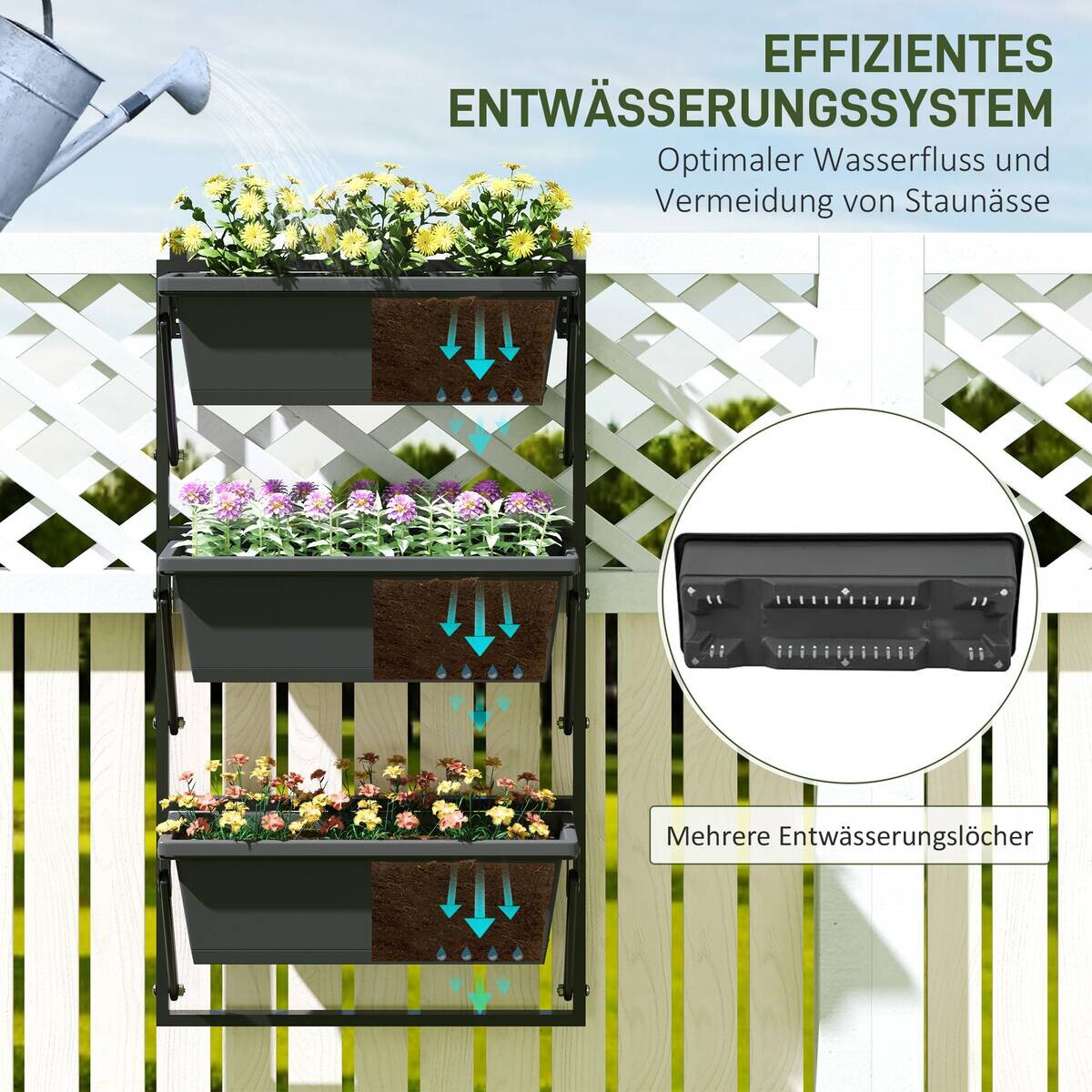 Outsunny Pflanzentopf Set dunkelgrau Kunststoff B/H/L: ca. 42x100x56 cm