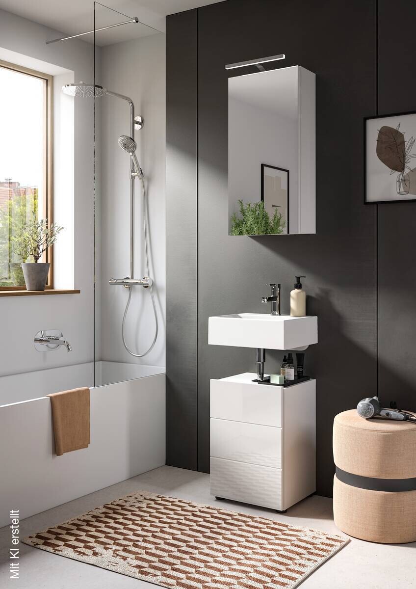 Badezimmer-Set VIRA weiß weiß Hochglanz B/H/T: ca. 38x190x34 cm