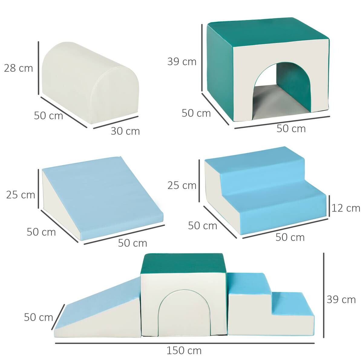 HOMCOM Kinder Bausteine 4er Set B/H/L: ca. 50x150x39 cm