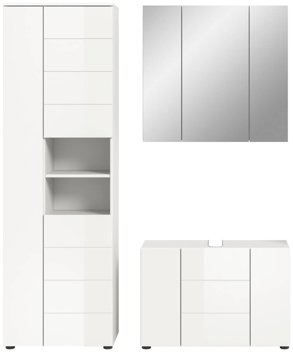 Badezimmer-Set VIRA weiß weiß Hochglanz B/H/T: ca. 157x190x34 cm